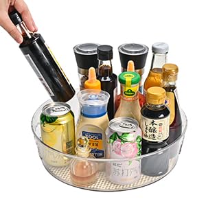 4 Pack Lazy Susan Organizer with Non-Skid Liners, 12-inch Spinning Turntable with Handle, Spice and Refrigerator Organizers, Pantry Organizers and Storage, Round