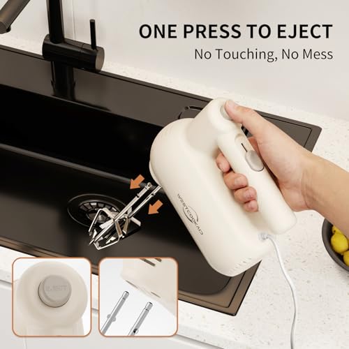Westcookaid Hand Mixer Electric 5-Speed Upgraded Motor Turbo White