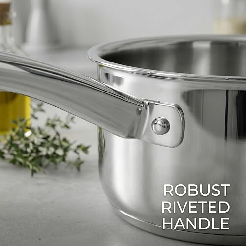 SUNHOUSE 2 QT Stainless Steel Saucepan with Lid and Steamer Basket Insert
