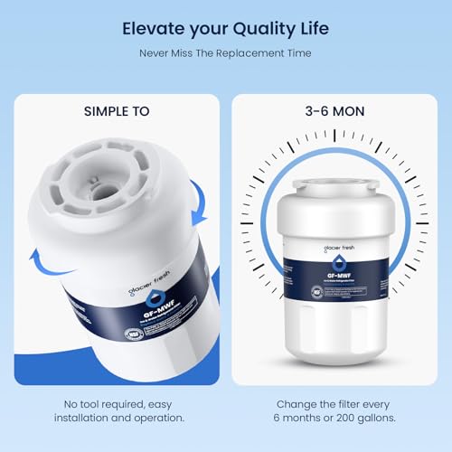 GLACIER FRESH Replacement for MWF Refrigerator Water Filters, SmartWater MWFP, MWFA, GWF, HDX FMG-1, WFC1201, RWF1060, 197D6321P006, Kenmore 9991, 3 Pack