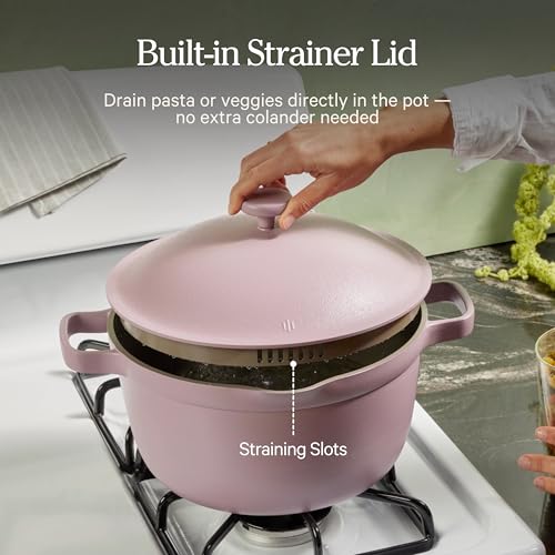 Our Place Perfect Pot | 5.5 Qt Ceramic Pot with Lid & Spatula | Patented 8-in-1, PFAS-Free Nonstick, Non-Toxic Cookware | Induction & Oven-Safe up to 450°F | Blue Salt