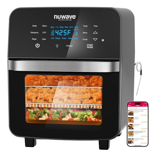 Nuwave Brio 15.5Qt Air Fryer Oven with Plug-In Grill, XL Family Size, 10-in-1, Air Fry, Grill