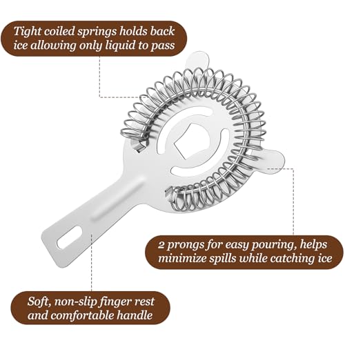 16 Pcs cocktail strainer bar strainer Stainless Steel Hawthorne Drink Strainers for Bartenders, 14.5 cm Straight Handle Ice Filter