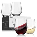 Stemless Wine Glasses Set of 4, Red White Wine Glasses, No Stem, Clear, 15oz, Premium Crystal Sturdy Drinking Glass for Daily Use, Birthday, Wedding, Home Party, Anniversary, Shower Gift
