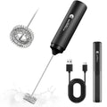 Rechargeable Milk Frother Handheld, 2-IN-1 Dual Spring Whisk Electric Frother Wand for Cappuccino Latte Macchiato, Portable Drink Mixer for Coffee, Matcha, Hot Chocolate
