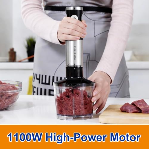 Djecak Orla 1100W 5-in-1 Immersion Blender Handheld, 30 Speed Stick Blender with Turbo, 15,500 RPM, Includes Whisk, Milk Frother, 500ml Chopper & 600ml Beaker Black
