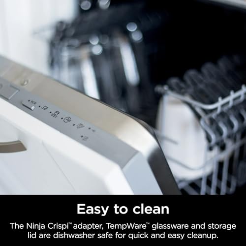 Ninja FN090 Crispi 3-in-1 4QT Portable Cooking System with TempWare Container, 1500W, Recrisp, Air Fry, & Max Crisp, Easy Storage, Crisper Plate, Lid, Cook, Serve & Store, White (Renewed)