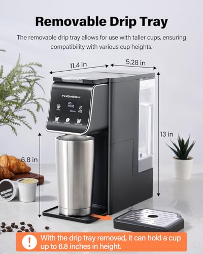 TWOMEOW K Cup Coffee Maker, Single Serve Hot & Iced for K-Cup & Grounds