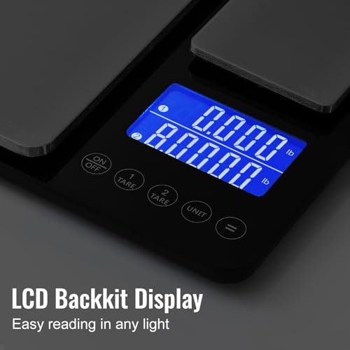 KitchenTour Digital Food Scale for Kitchen, 0.001oz/33lb Dual Platform Precision Smart Kitchen Scales Digital Weight Grams and Ounces for Home Cooking Baking Meal Prep Sourdough Bread, Stainless Steel