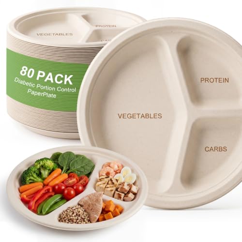 Havawish 80 Pack 10" Disposable Portion Control Plates for Adults