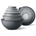 COOK WITH COLOR Mixing Bowls with Lids - 12 Piece Plastic Nesting Bowls Set includes 6 Prep Bowls and 6 Lids, Microwave Safe Mixing Bowl Set, Grey Embossed