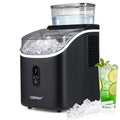 COSTWAY Countertop Ice Cube Maker with External Water Tank, 16Pcs Ready in 6 Mins, 34Lbs/24H Portable Ice Machine with 13 Thickness Levels, Self-Cleaning, 24H Reservation for Home Office Bar, Black
