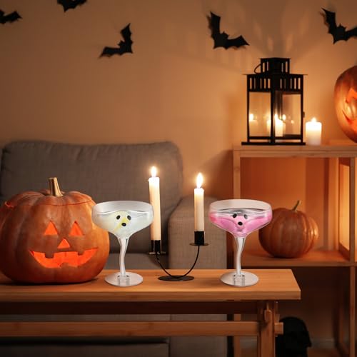 Baderke 4 Pcs Ghost Margarita Glasses 13 oz Halloween Ghost Wine Glasses Reusable Cocktail Drinking Cups for Halloween Holiday Party (Clear)