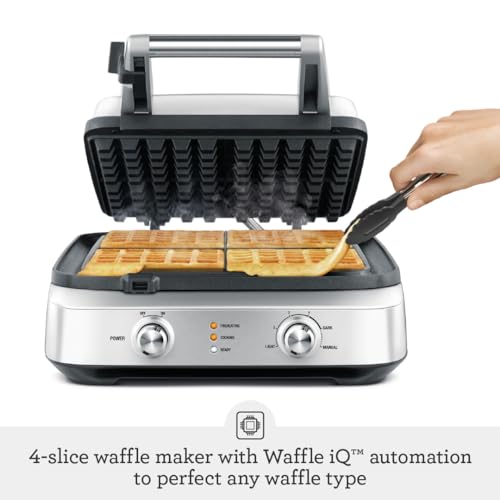 Breville BWM604BSS Smart Square Waffle Maker, 4 Slice Capacity, Brushed Stainless Steel