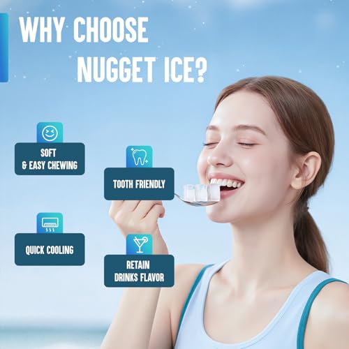 inoviva Nugget Ice Maker Countertop, 40lbs/24H Soft Chewable Pellet Ice Machine with Self-Cleaning, Sonic Ice Maker for Home Kitchen, Office - Black Stainless