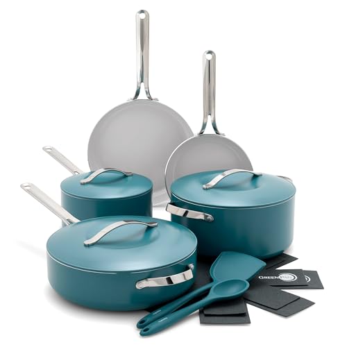 GreenPan Nova 10-Piece Cookware Pots & Pans Set, Oprah’s Favorite Things 2024, PFAS-Free Ceramic Nonstick, Fry