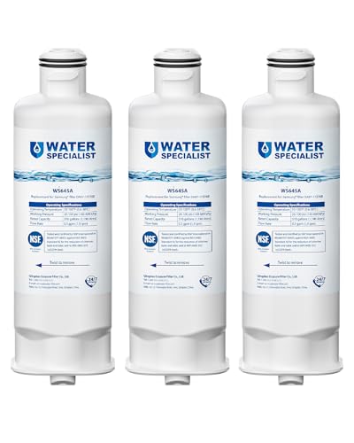 Waterspecialist WS645A Refrigerator Water Filter, Replacement for Samsung® DA97-17376B, HAF-QIN/EXP, HAF-QIN, RF28T5001SR, DA97-08006C, RS27T5200SR, RF28R7351SG, RF24R7201SR, RF27T5201SR, 3 Pack
