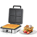 FOHERE Waffle Maker 4 Slices, 1200W Square Waffle Iron, 5 Browning Levels, Nonstick Plates, Cool-touch Handle, Anti-scald, Anti-overflow, Indicator Lights, Recipe, White (Large)