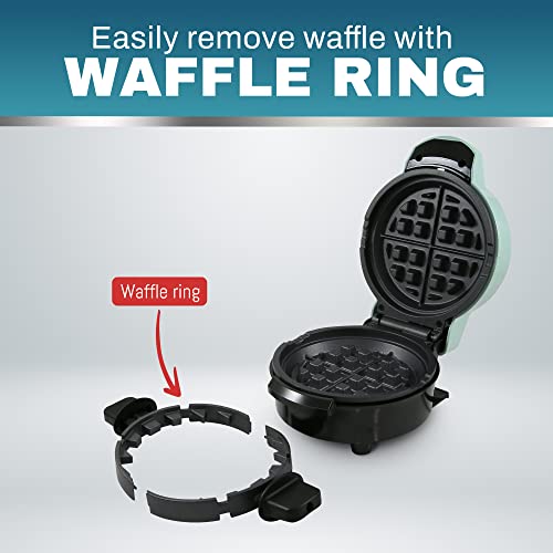 Elite Gourmet EWM380M Nonstick Fluffy Stuffed Waffle Maker, 1.5-Inch Jumbo Thick Waffles, Hash Browns, Keto, Snacks, Sandwich, Eggs, Easy to Clean, Mint