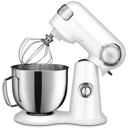 Cuisinart SM-50FR 5.5-Quart Stand Mixer, Brushed Chrome, White (Renewed)