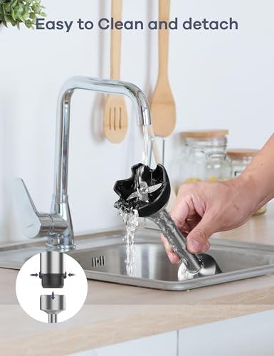 Ganiza Immersion Blender Handheld Corded 8 in 1 Hand Blender Max 1000W 16 Speed Mode Stick Emulsifier with 800ml Mixing Beaker, 600ml Chopper, Whisk, Frother, Potato Masher and Portable Bottle