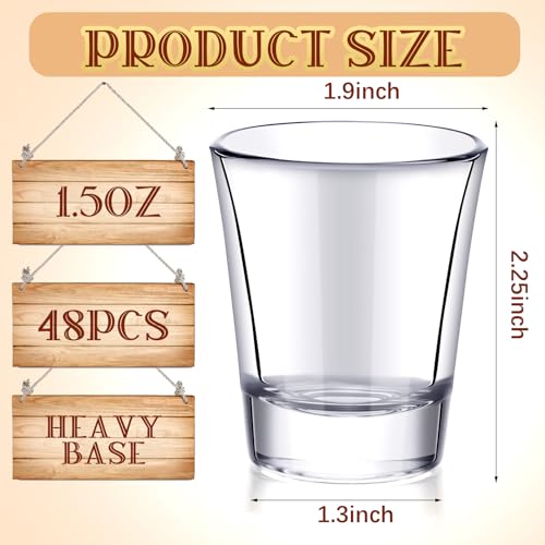 Ziliny 48 Pcs Clear Shot Glasses Set 1.5 oz Small Shot Glasses Bulk for Whiskey Vodka Tequila Espresso Bar Restaurants Home