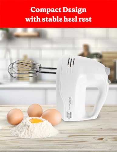 Betty Crocker 5-Speed Hand Mixer, 150 Watts Power, BC-4203WT, White