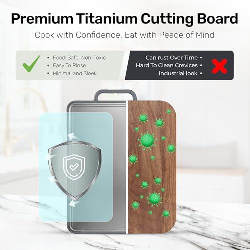 Chopzilla XL Titanium Cutting Board, Food Safe Double Sided PP and Titanium Cutting Boards for Kitchen with Etched-In Ruler for Meats, Vegetable Chopping, Dishwasher Safe - 15.75" x 10.5" (1 Pk)