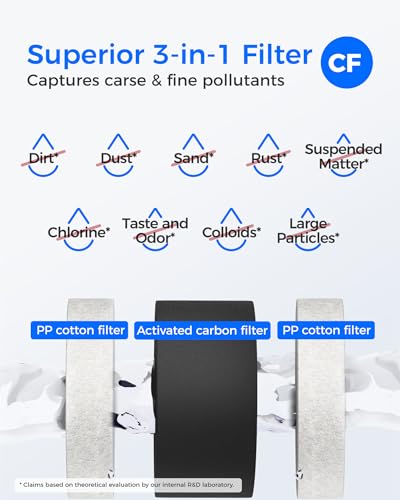 Waterdrop G3-2CFCB Filter, Replacement for Waterdrop G3-W & G3P600 & G3P800 Reverse Osmosis System, Pack of 2 G3-N1CF Filters and 1 G3-N3CB Filter, 1-Year Combo