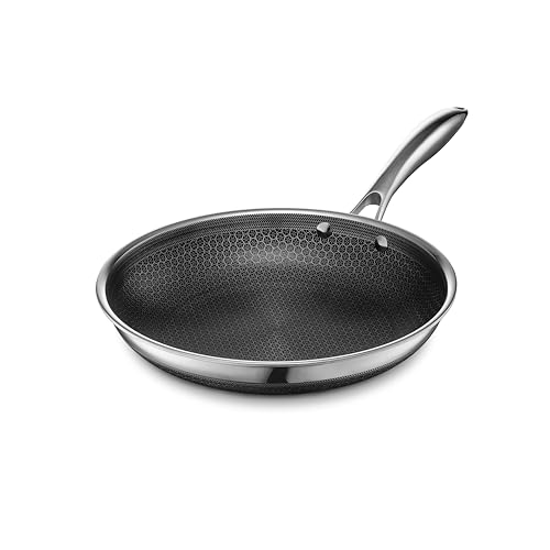 HexClad 10 Inch Hybrid Nonstick Frying Pan, Stay-Cool Handle, Dishwasher and Oven Safe, Induction