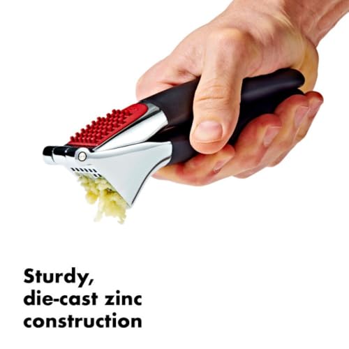 OXO Good Grips Garlic Press, Easy to squeeze & Self Cleaning Tool, Black