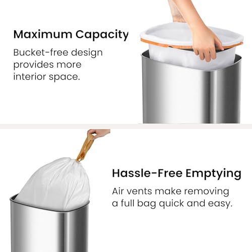 iTouchless Patented 24 Gallon Motion Sensor Trash Can with AbsorbX Odor Filter, Extra-Large 91L Stainless Steel Commercial Kitchen Garbage Bin, Fits Standard XL Bags, Long Battery Life