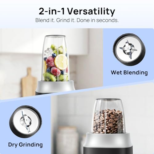 Consciot CB10 16Pcs Personal and Countertop Blender Combo, Coffee and Spice Grinder, Make Shakes and Smoothies, Frozen Drinks, Baby Food, Spreads & More, 4 Portable BPA Free To-Go Cups, 900 Peak Watt