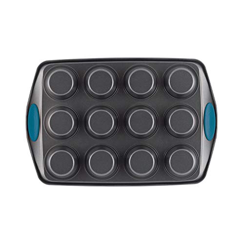 Rachael Ray Yum -o! Nonstick Bakeware 12-Cup Muffin Tin With Grips / Nonstick Cupcake Tin With Grips - 12 Cup, Gray