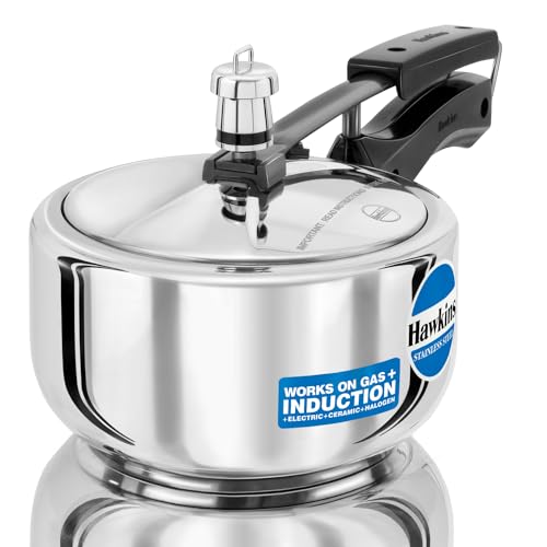 Hawkins Pressure Cooker, Stainless Steel Inner Lid Cooker, Induction Cooker, Small Cooker, Silver HSS20 2 Litre