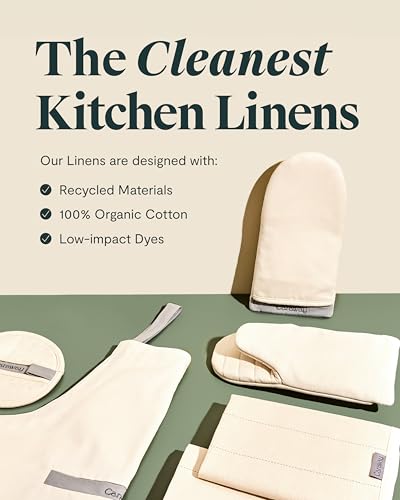 Caraway Pot Holders - 100% Organic Cotton Pot Holder - Double-Layer Stain Resistant Stitching - Resists High Heat & Low Cold Temperatures - Machine Washable - Cream