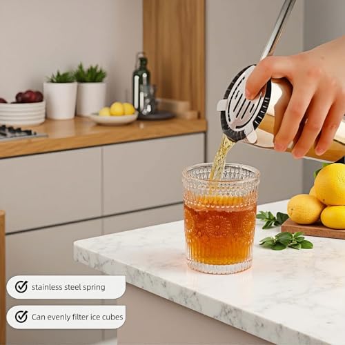Professional Strainer for Bartender - Fine Mesh Cocktail Strainer with Detachable Spring, Leak Proof, Fits Shaker Tins & Pint Glasses, Professional 304 Stainless Steel, Dishwasher Safe Bar Tool