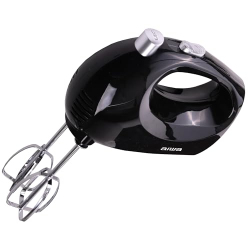 AIWA 5-Speed Hand Mixer with Eject Button, Electric Handheld Mixer for Cream, Batter, Eggs & Baking, Stainless Steel Beaters, Dishwasher-Safe, Lightweight Compact Design, Black