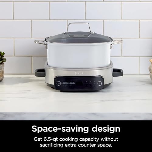 Ninja Foodi 6.5 qt Everyday PossibleCooker, 6-in-1 Functionality, Multi Cooker, Slow Cooker, Stainless Steel/White, MC1100 (Renewed)