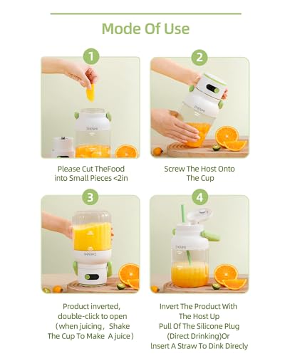 ZHENMI Portable Blender, Personal Blender for Smoothies & Shakes, Cordless, 33oz BPA-Free Vessel, 18000RPM Motor, Leakproof Lid with Sip Spout, USB-C Rechargeable, Easy-to-Clean Parts (Green)