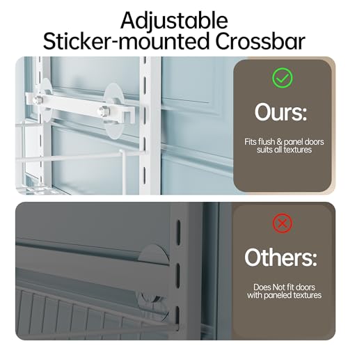 Delamu Pantry Door Organizer, Adjustable Metal Over the Door Pantry Organizer Rack, 6-Tier Over the Door Spice Rack, Kitchen Pantry Door Organizers and Storage, D5 W12 H52.1 inch, White, Small