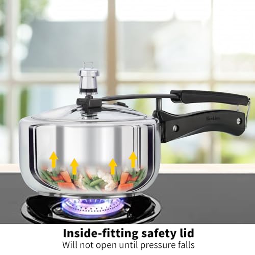 Hawkins Pressure Cooker, Stainless Steel Inner Lid Cooker, Induction Cooker, Small Cooker, Silver HSS20 2 Litre
