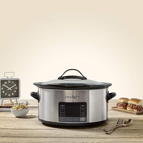 Crock-Pot MyTime Technology 6 Quart Programmable Slow Cooker and Food Warmer with Digital Timer, Stainless Steel (2137020)