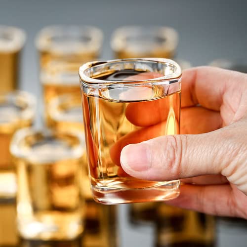 Encheng Shot Glasses Set with Heavy Base,2.2 oz Mini Square Whiskey Shot Glasses bulk, 40 pack Clear Espresso Shot Glass for Whiskey and Liqueurs,Ideal for Christmas,Halloween and Thanksgiving