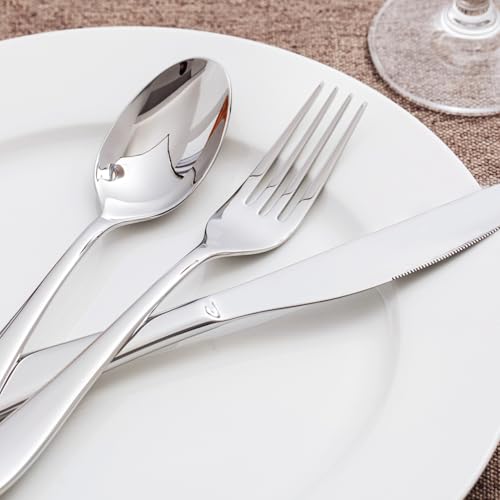 KINGSTONE 40-Piece Silverware Set for 8,18/10 Premium Stainless Steel Flatware Set, for Home, Restaurant, Wedding and Party Use, Mirror-Polished Cutlery Set, Dishwasher Safe