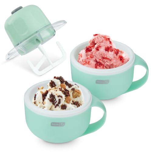 Dash My Mug Ice Cream Maker - Makes Single Serving of Gelato, Frozen Yogurt, Sorbet & More - Easy to Clean & Use - Aqua, 2 Bowls