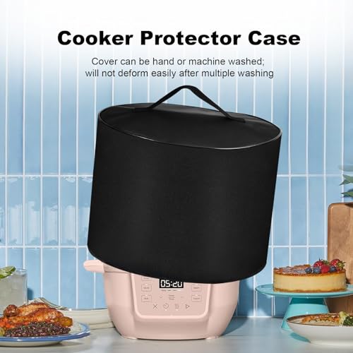 Cooker Dust Cover Heavy Duty Nylon Waterproof Cooker Cover Case for RIO Mini 7-in-1 Multi-Cooker, Pressure Cooker, Slow cook, Sauté, Steam, Rice Maker,4QT (Black)