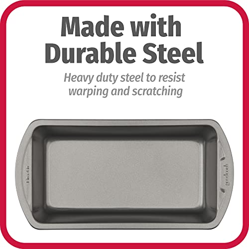 GoodCook Nonstick Loaf Pan 8 x 4-Inch Heavy-Duty Steel Bakeware with Easy-Clean Non-Stick Coating, Oven & Dishwasher Safe Pan for Meatloaf Breads Lasagnas Casseroles & More, Set of 2, Gray
