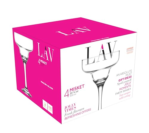 LAV Margarita Glasses Set of 4 - Margarita Cocktail Glasses 10.25 oz - Clear Daiquiri Glasses for Parties - Classic Cocktail Drinking Glasses for Frozen Drinks