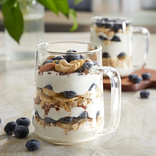 ZMZKKLL Large Glass Coffee Mugs, 20 oz Glass Coffee Cups Set of 2, Clear Borosilicate Glass Mugs with Handles for Cappuccino, Tea, Latte, Hot/Cold Beverages, Wine, Americano